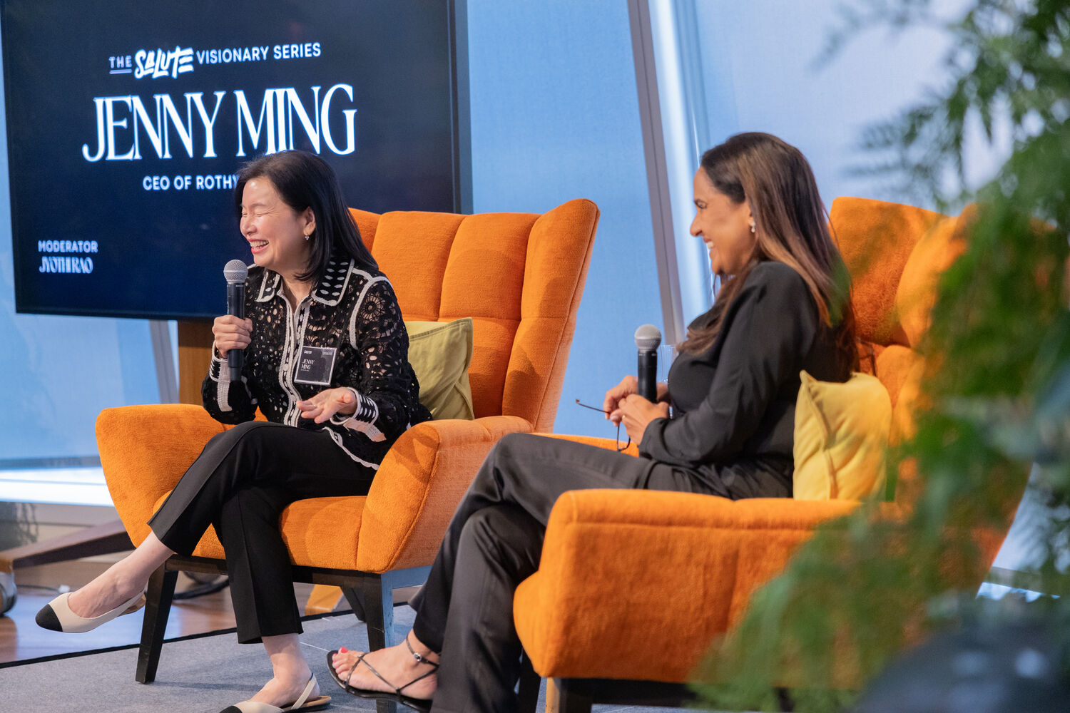 Jenny Ming and moderator Jyothi Rao at the SALUTE Visionary Series